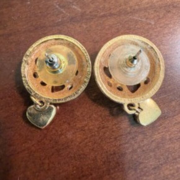Gold-tone Heart Earrings - Picture 2 of 3
